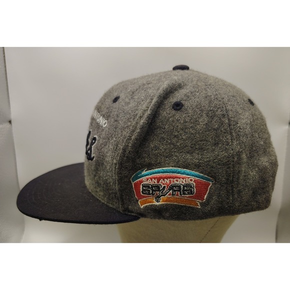 Mitchell Ness San Antonio Spurs Hardwood Classics Wool Snapback Hat Gray Black - Picture 2 of 7